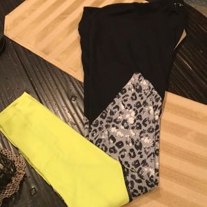 Jessica Simpson Leggings. Animal Print/Neon Yellow